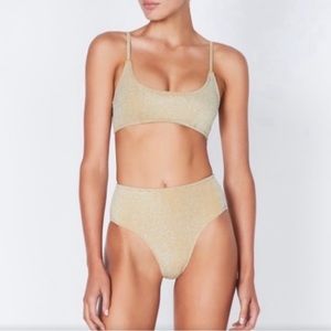 Triangl Gold Shimmery High Waisted Bikini Set